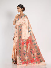 Kavvya Peach Soft & Lightweight Mulberry Silk Weaving Paithani Saree - KAVVYA